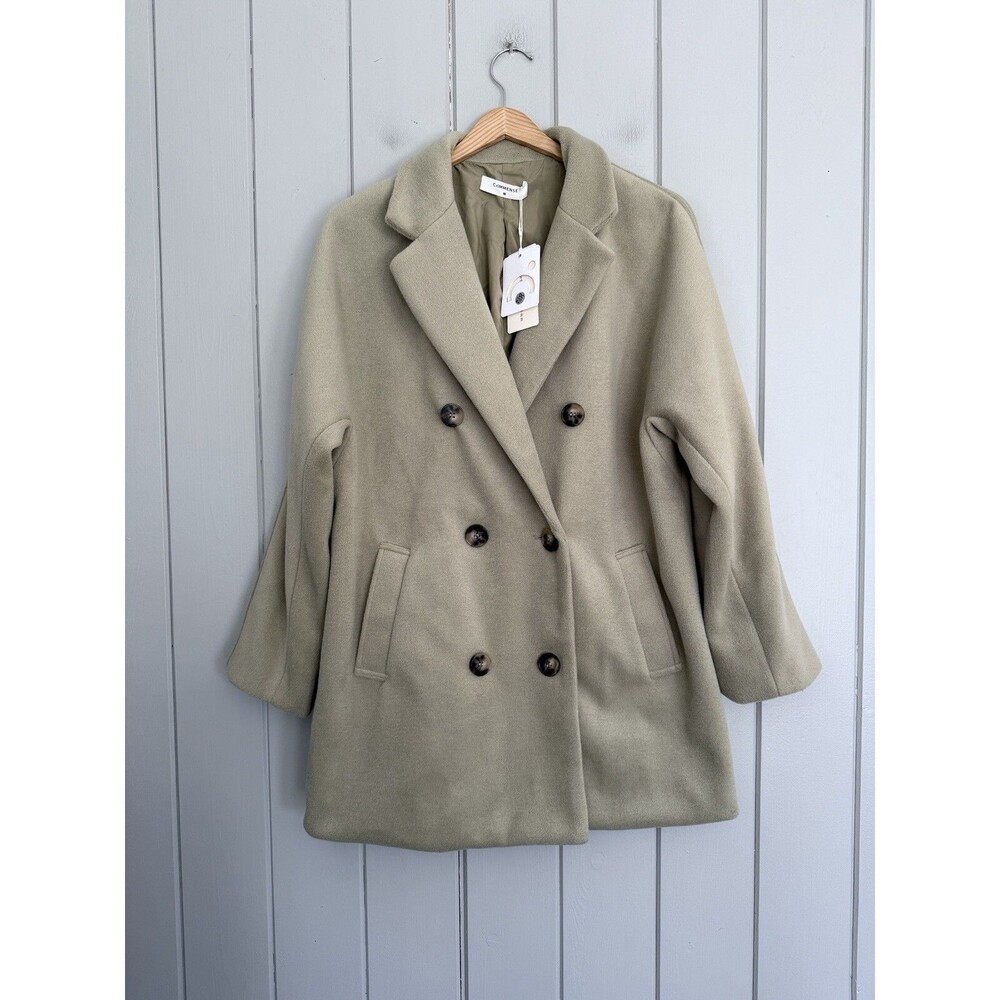 NWT Commense Oversized Button-Down Jacket M Medium Pea Coat Sage Green NEW